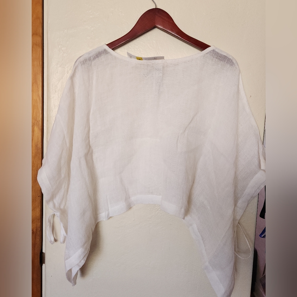 NWT Eileen Fisher Délavé Organic Linen Poncho Size M/L